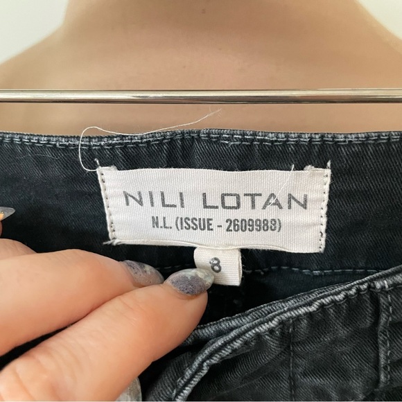 NILI LOTAN Carbon Black Cropped French Military Cotton Twill Zipper Ankle Pant 8 - Picture 5 of 8